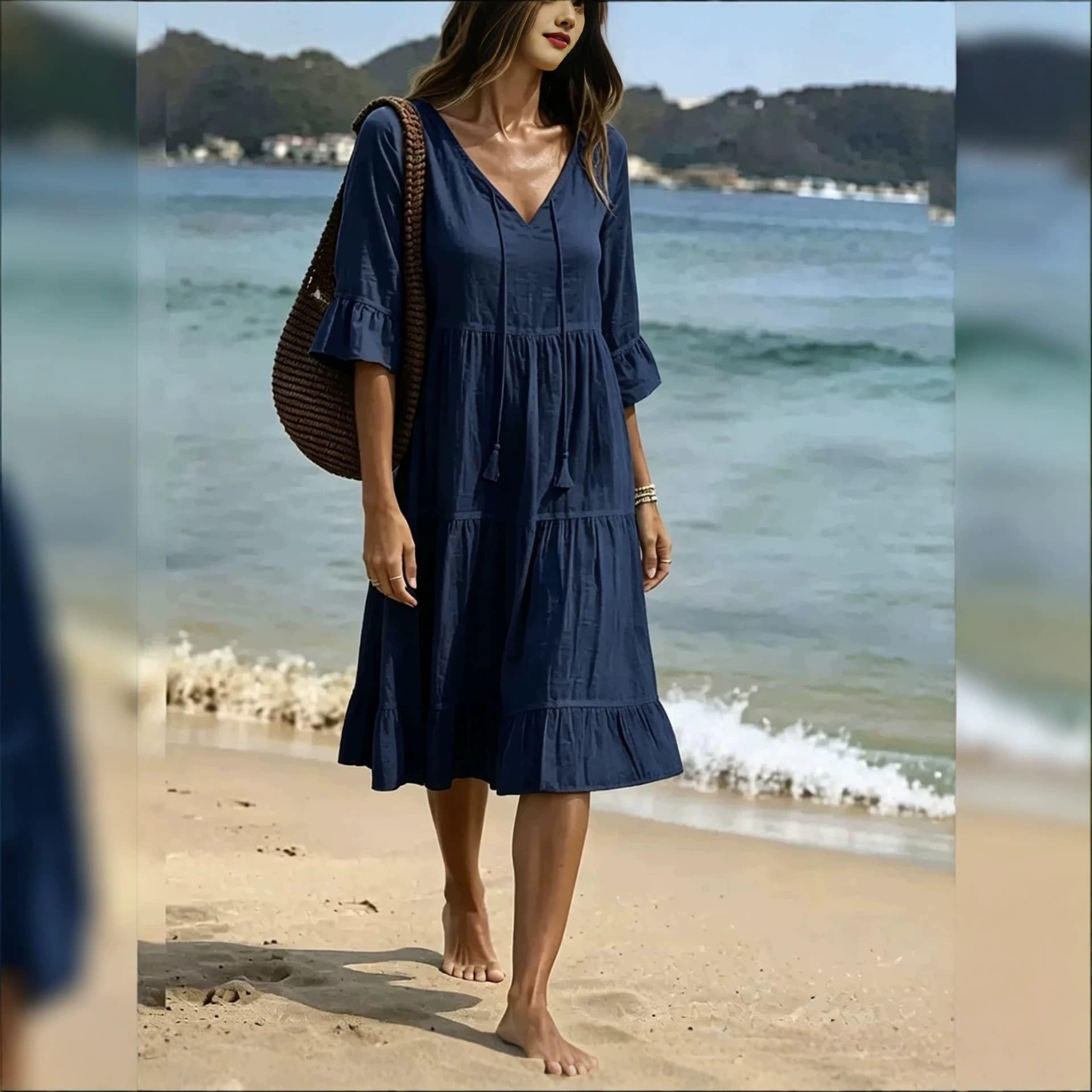 Ruffled Loose-fit Beach Midi Dress 2