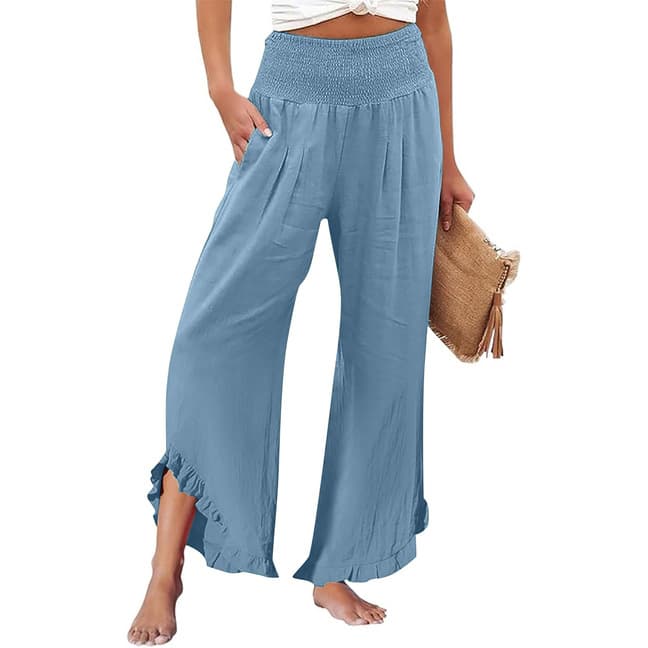 Pleated Asymmetrical Hem Cotton-linen Loose-fit Casual Pants 5