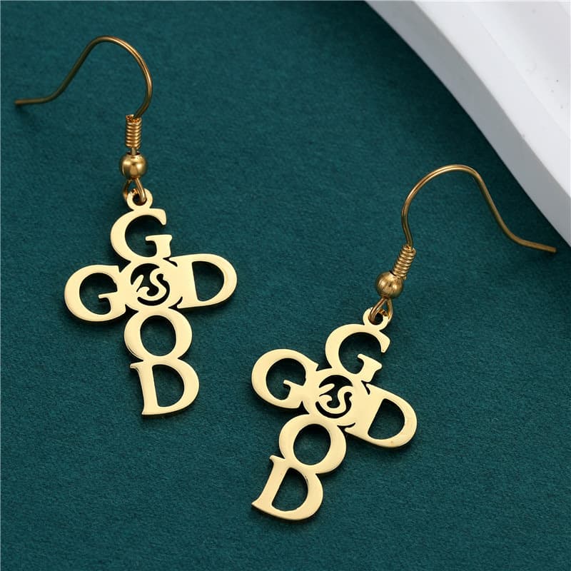 Golden Stainless Steel Heart Earrings 9