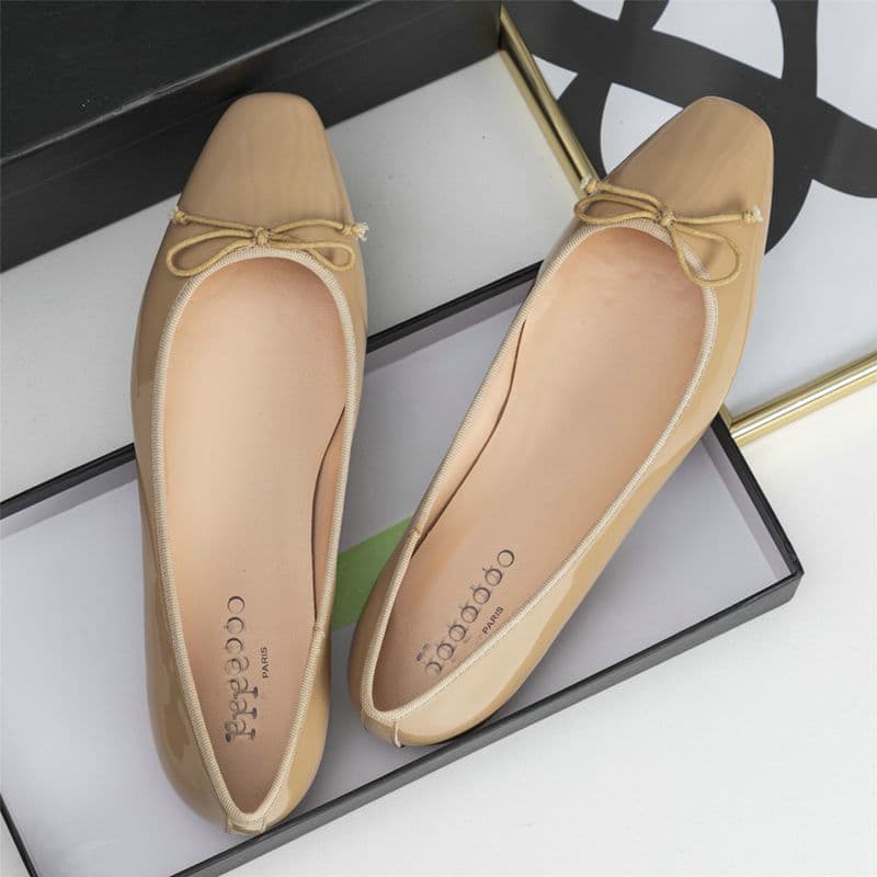 French-style Vintage Square-toe Patent Leather Low-cut Pumps 5