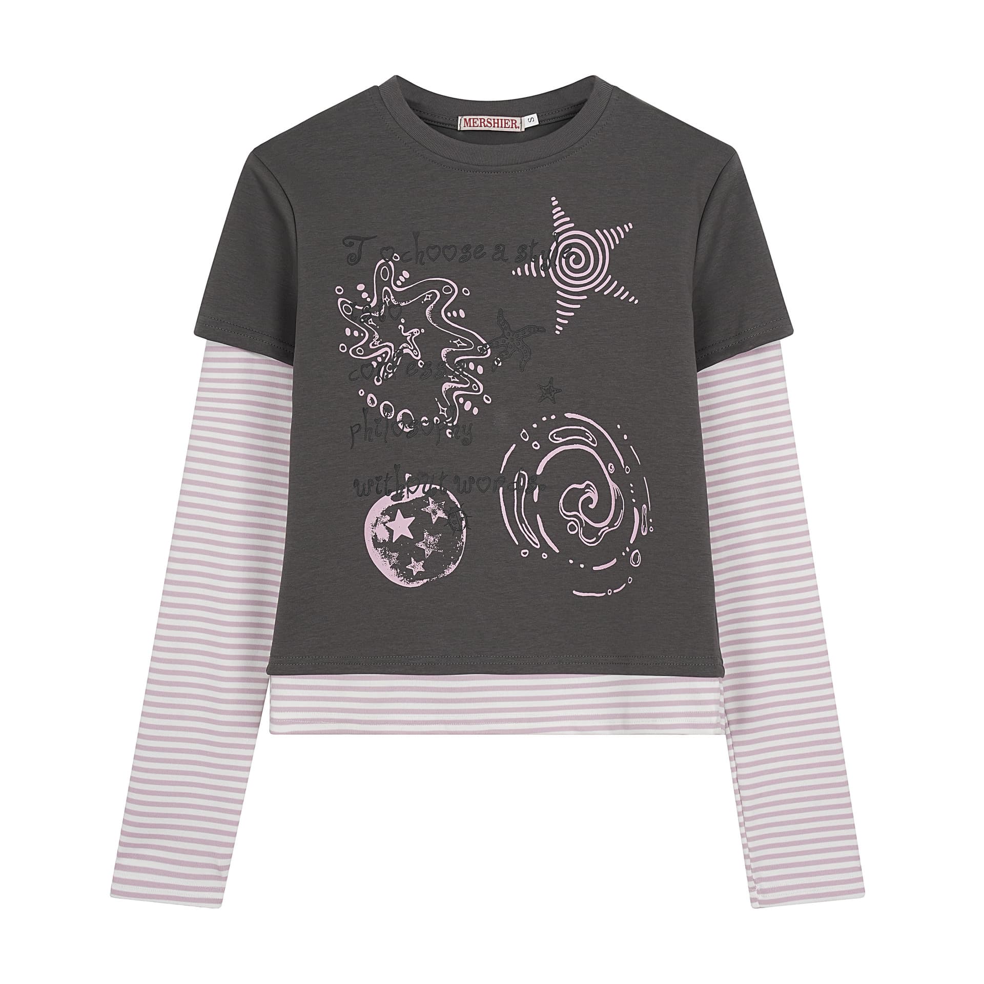 Fake Two-piece Striped Patchwork Long-sleeve T-shirt 3
