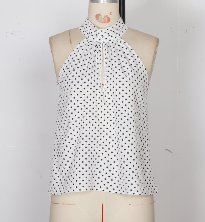 White Polka-Dot Summer Halter-Neck Vest For Women 5