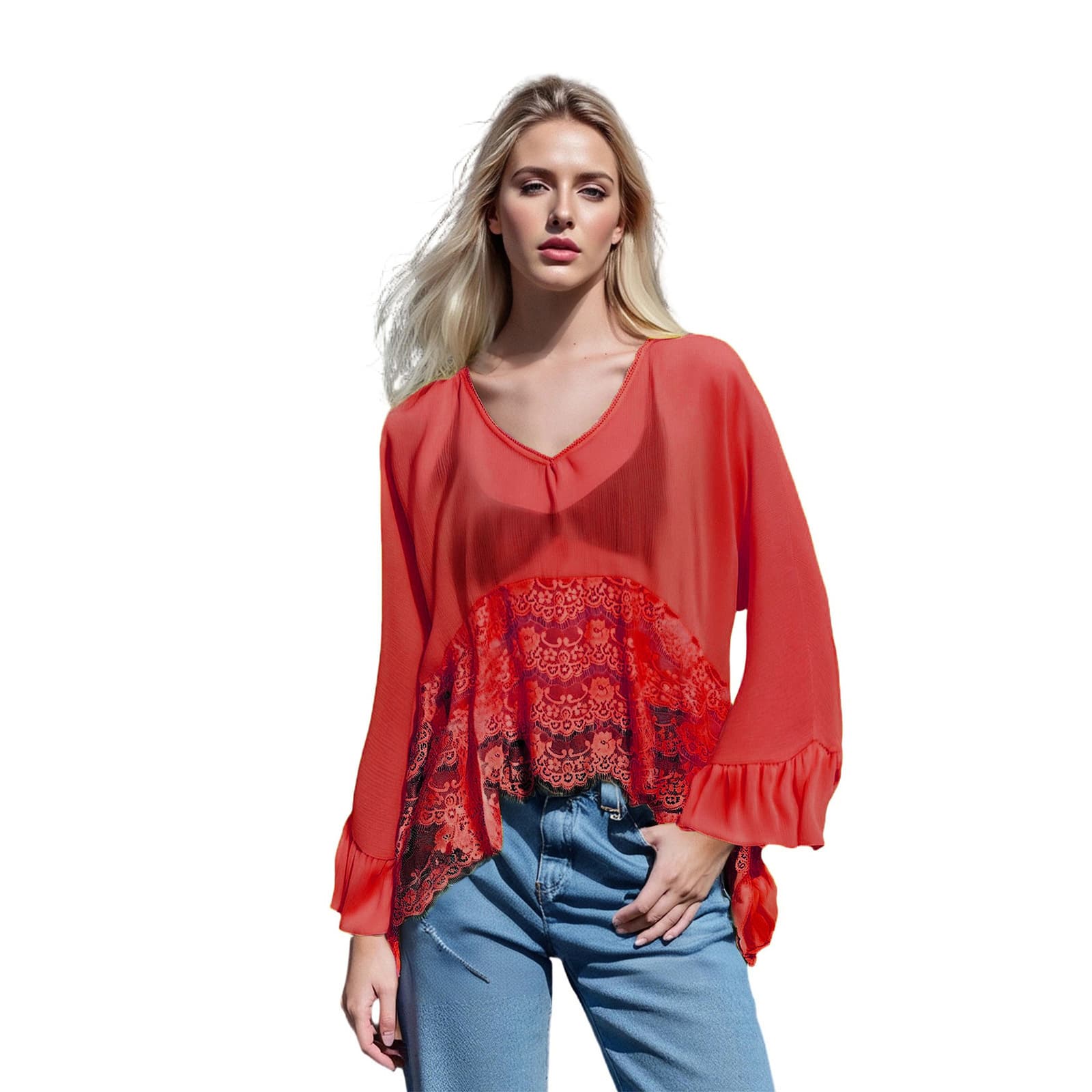 Spring Summer Womens Blouse With Batwing Sleeves For The Beach 11