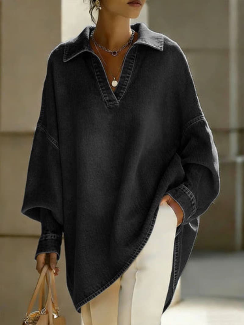 Women's Loose-fitting Casual Denim Shirt For Commuting 3