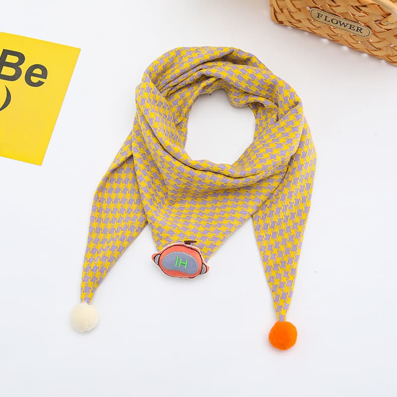 Korean-style Cotton-linen Plaid Childrens Scarf Versatile And Easy To Match 18