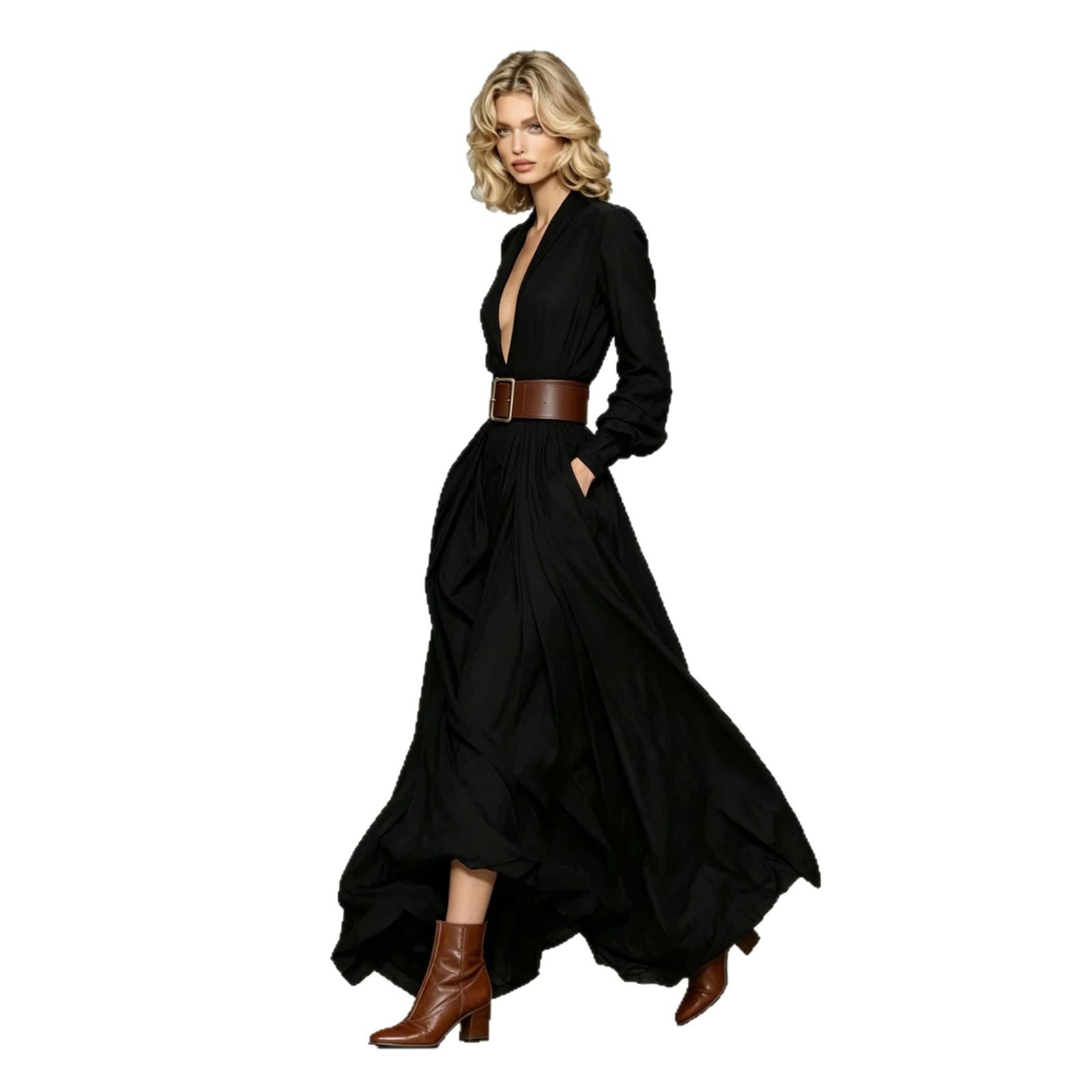 Long Skirt Waist-cinching Dress For Women 2