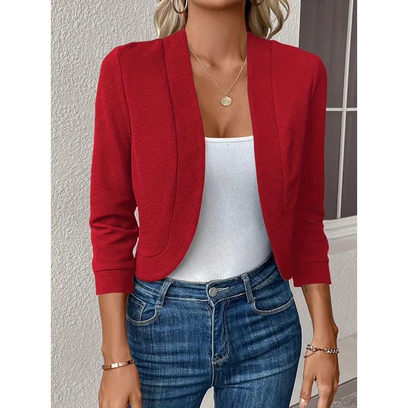 Solid-color Cardigan Casual Long-sleeved Versatile Cropped Jacket 2