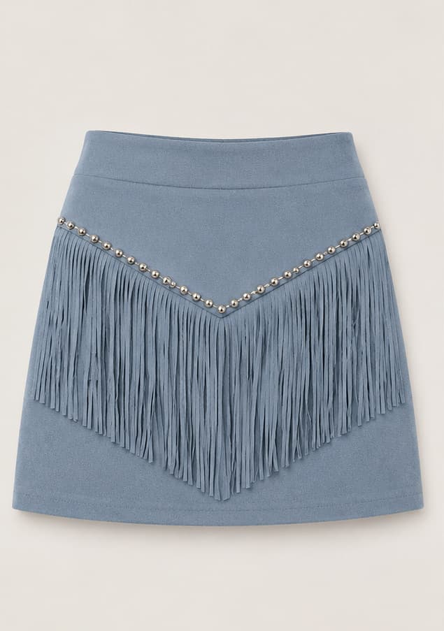 Retro Tassel-studded Faux Suede A-line Mini Skirt 6