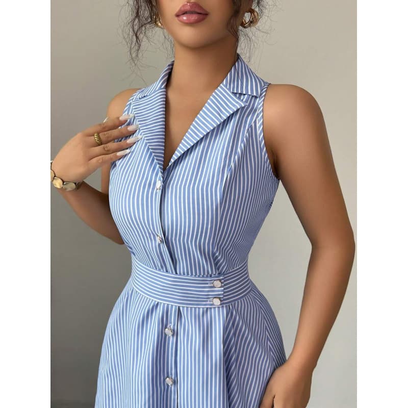 Elegant And Refined Casual Striped Dress For Women 8