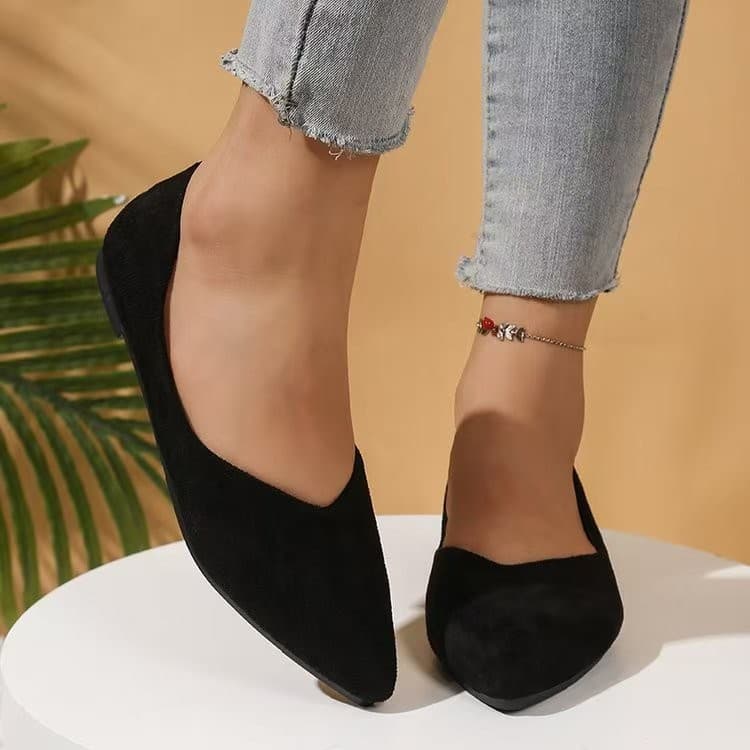 Suede Flat Large-size Womens Shoes European And American Style Pointed-toe Flat Sole 8
