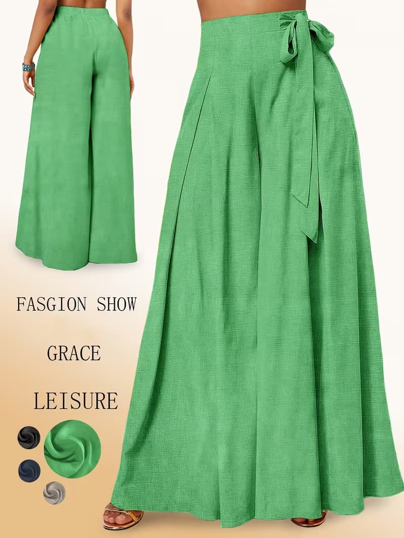Lace-up Wide-leg Culottes With Pleats European Size Versatile And Easy To Match 11