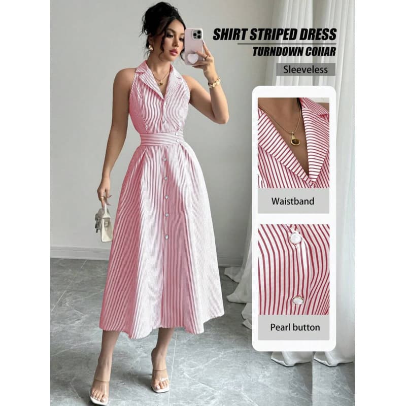Elegant And Refined Casual Striped Dress For Women 9