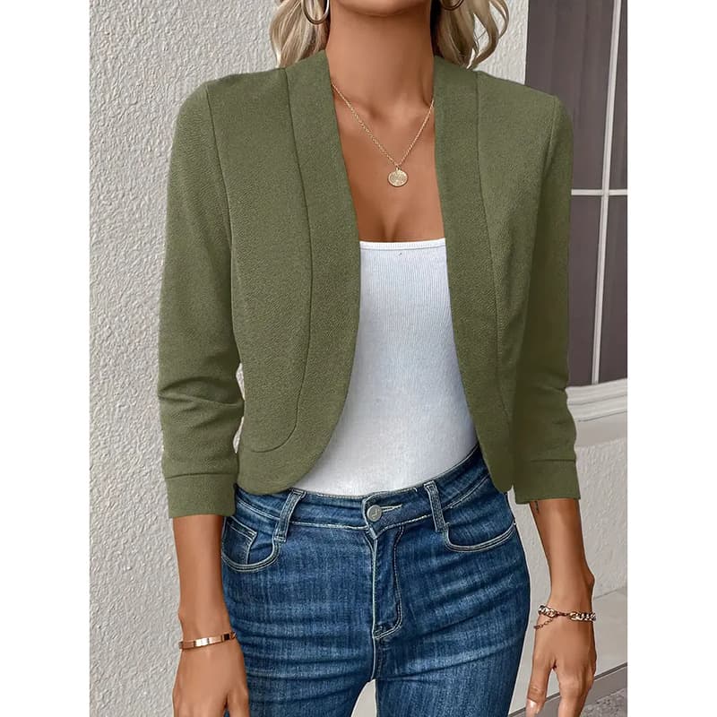Solid-color Cardigan Casual Long-sleeved Versatile Cropped Jacket 14