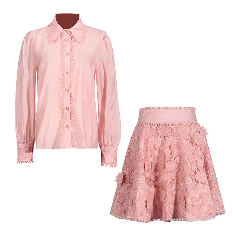 Shirt And Embroidered Midi Skirt Two-piece Set Womens Outfit 6
