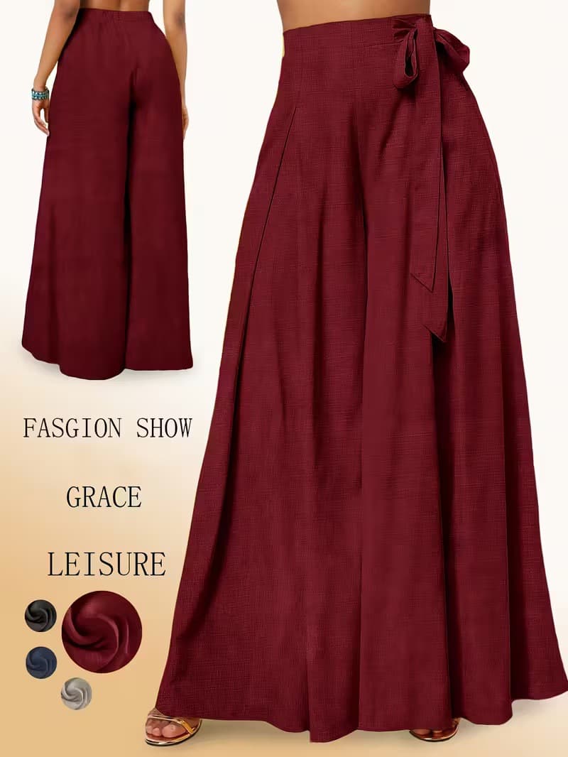 Lace-up Wide-leg Culottes With Pleats European Size Versatile And Easy To Match 13
