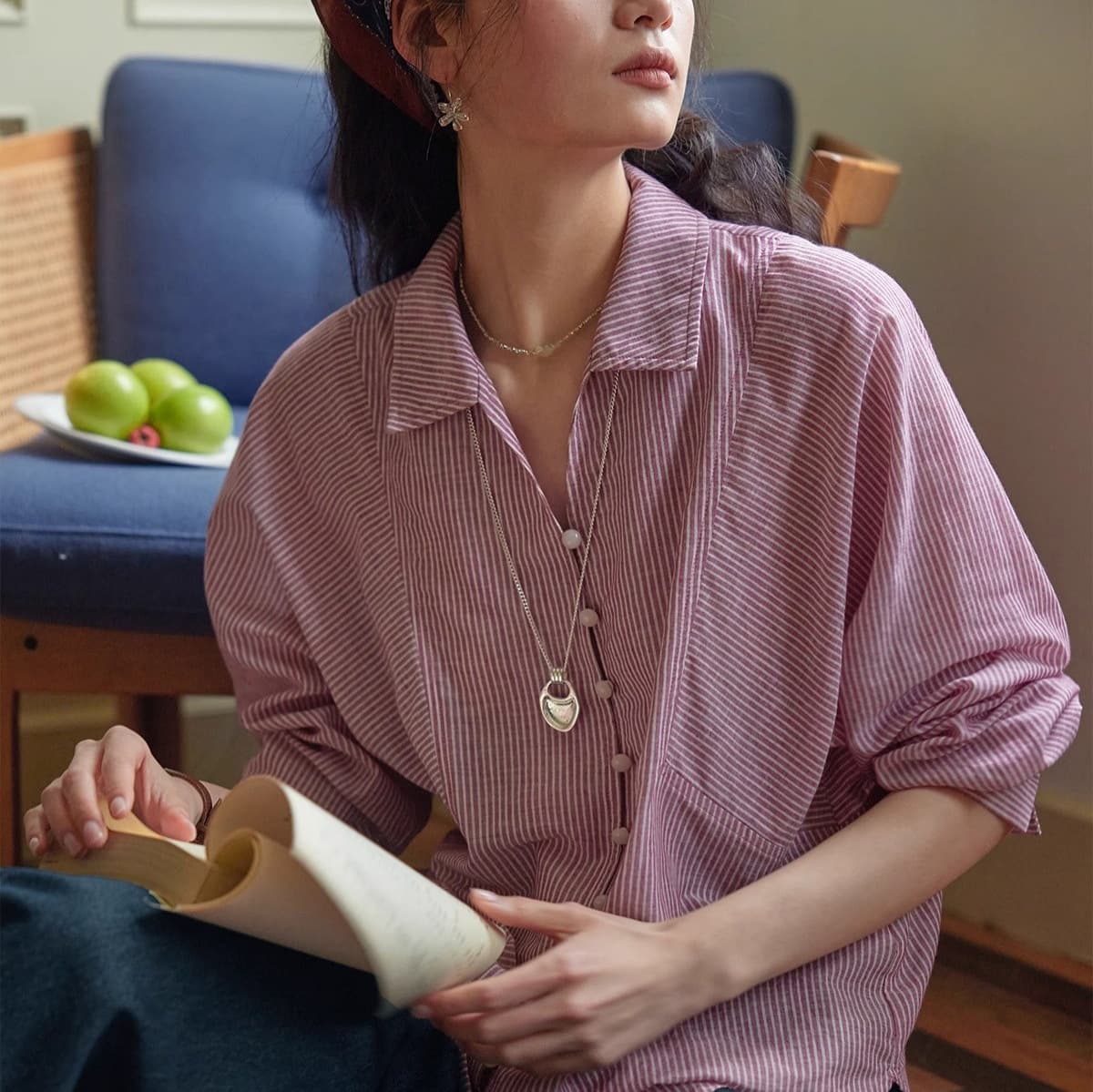 French-striped Lightweight Sun-protection Shirt 6