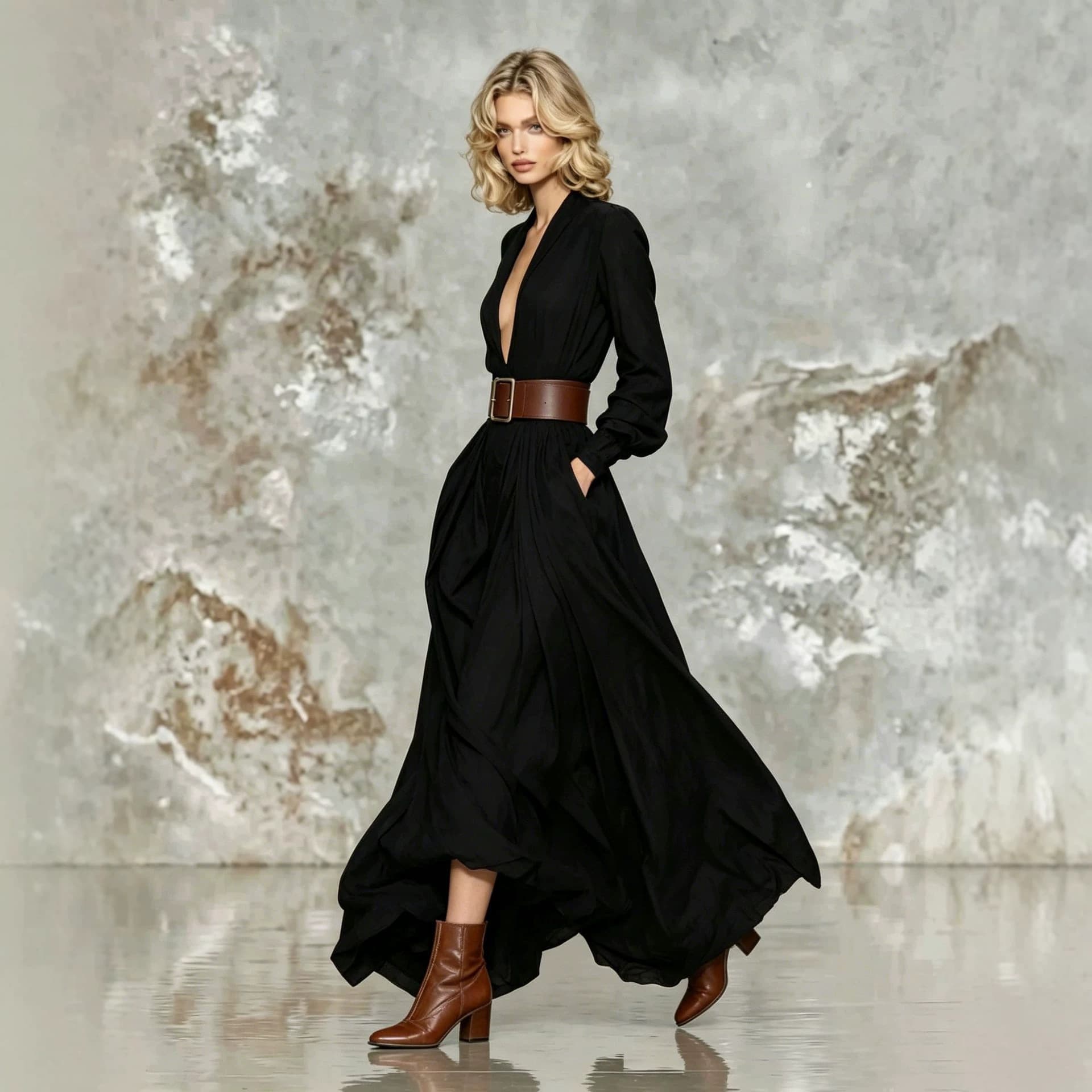 Long Skirt Waist-cinching Dress For Women 3