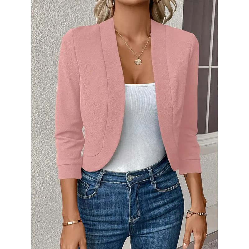 Solid-color Cardigan Casual Long-sleeved Versatile Cropped Jacket 4