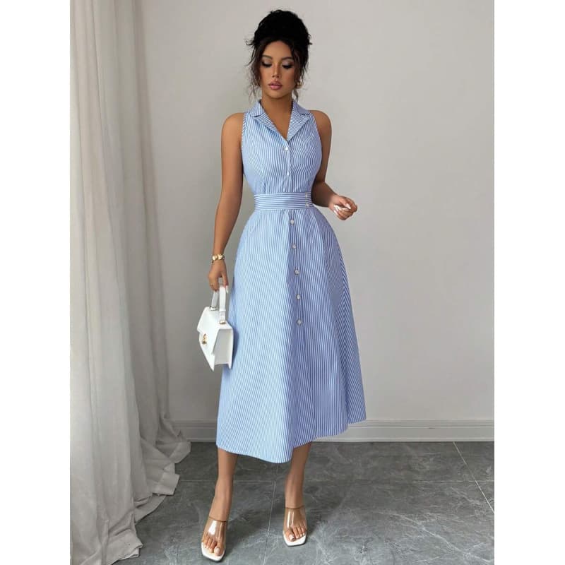 Elegant And Refined Casual Striped Dress For Women 7
