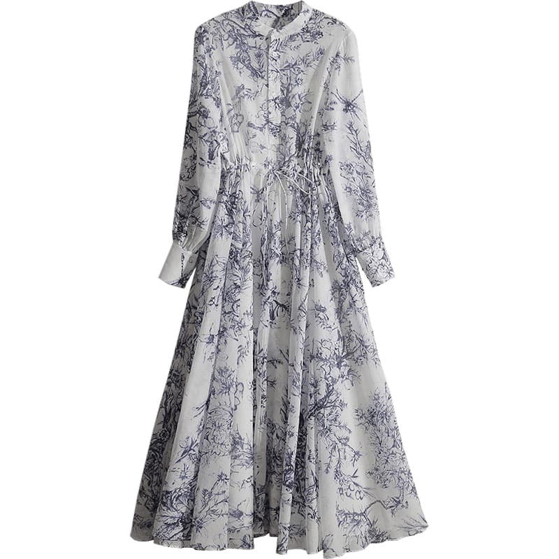 Chinese-style Long Dress French-inspired Waist-cinching Design 3