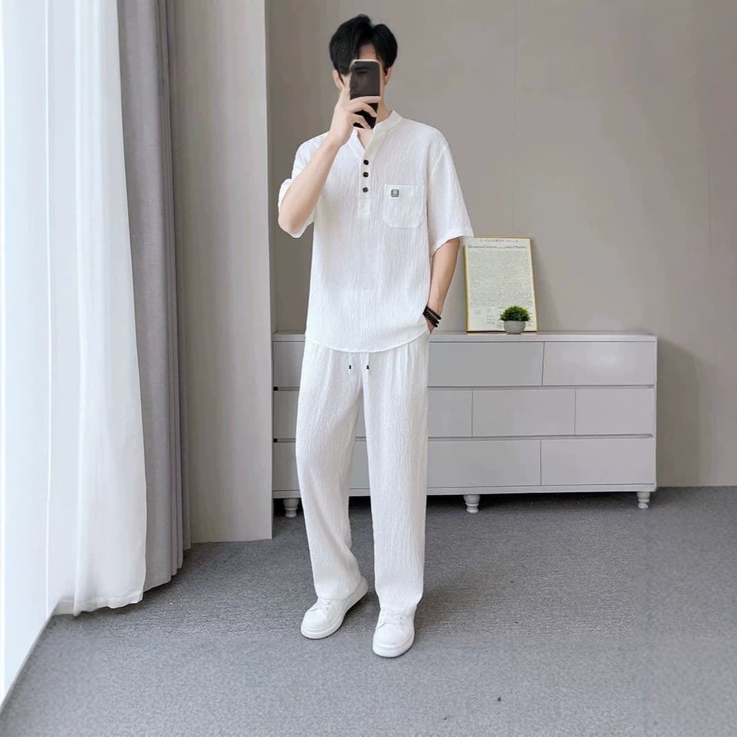 Mens Summer Lightweight Traditional ChineseStyle New Chinesetyle Set 4