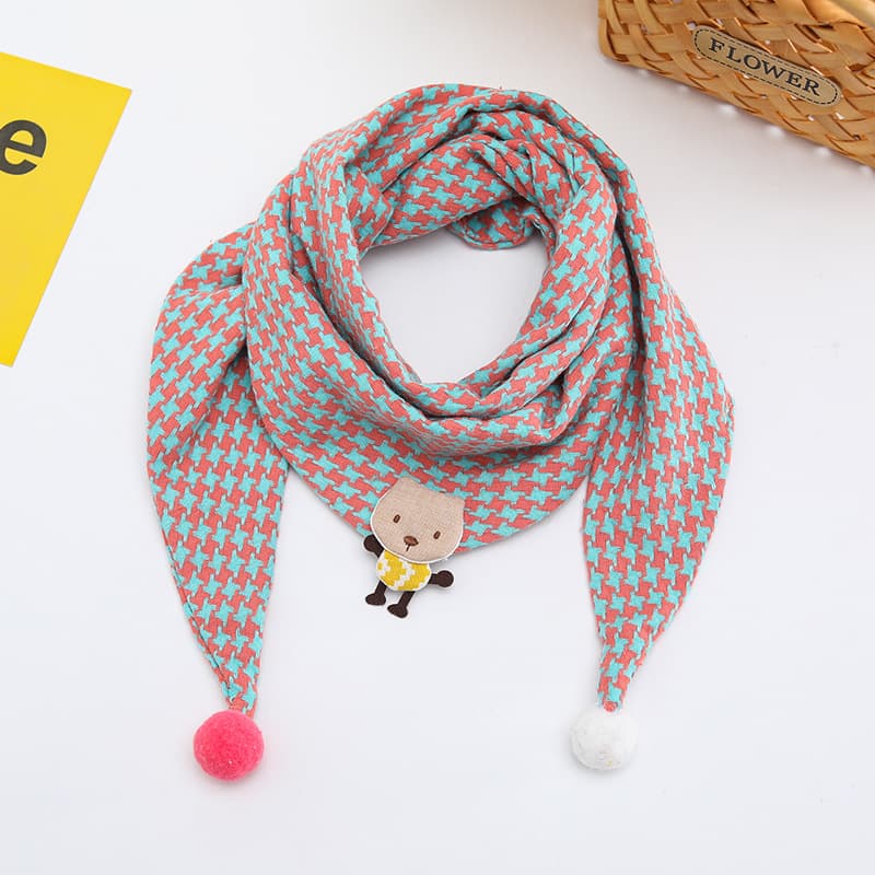Korean-style Cotton-linen Plaid Childrens Scarf Versatile And Easy To Match 20
