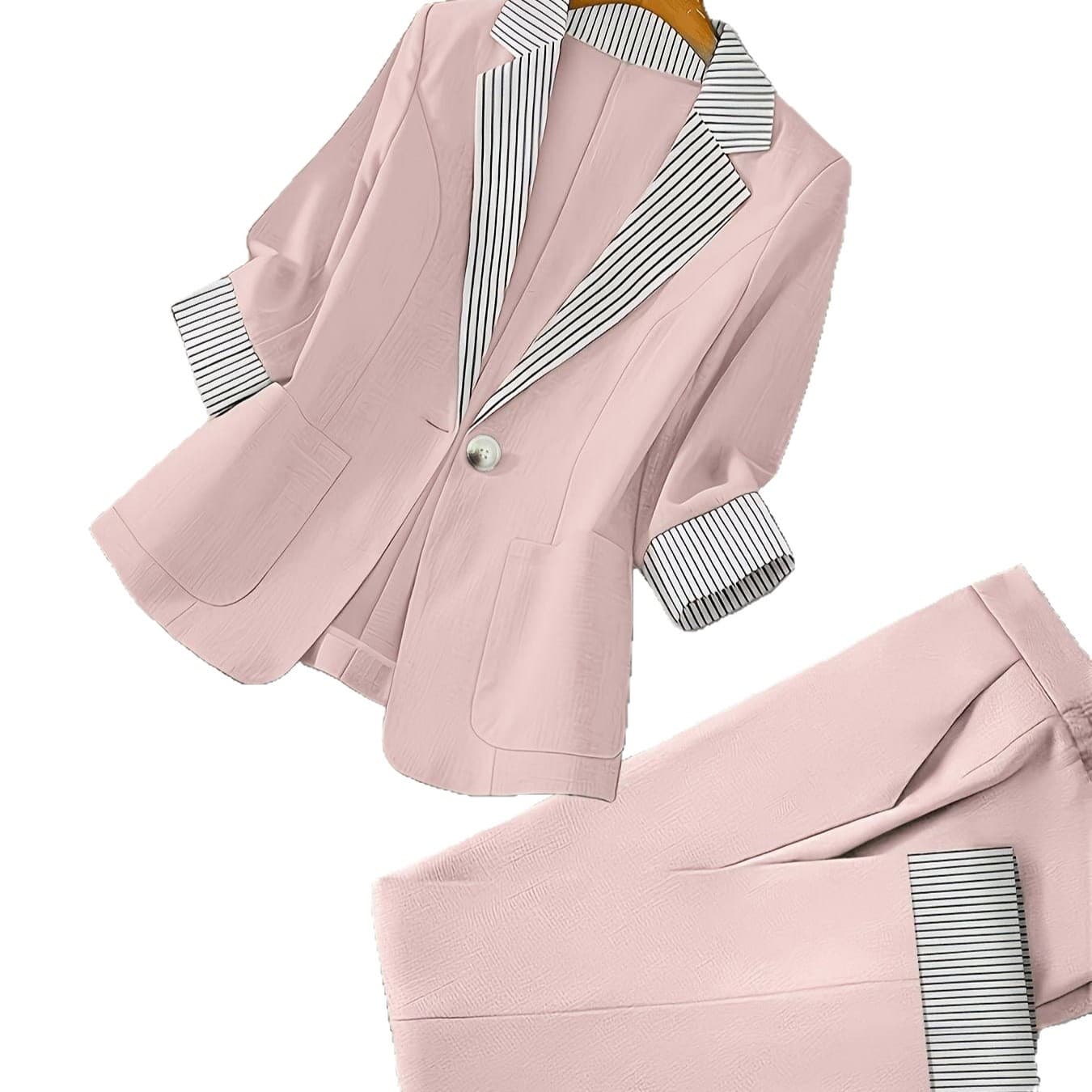 Sophisticated Striped Patchwork Suit Set 5