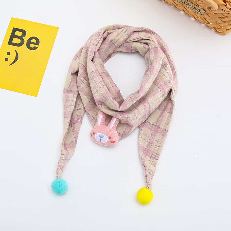 Korean-style Cotton-linen Plaid Childrens Scarf Versatile And Easy To Match 4