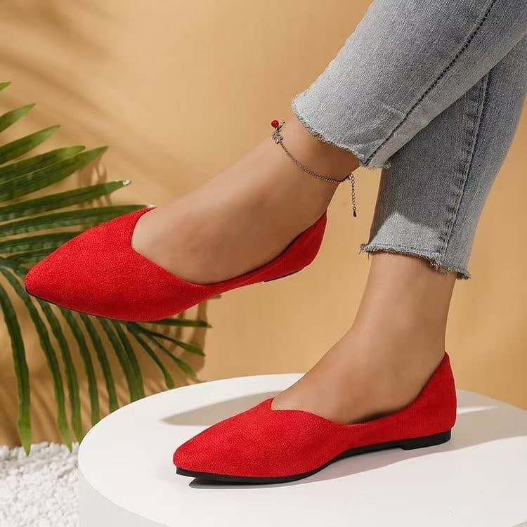 Suede Flat Large-size Womens Shoes European And American Style Pointed-toe Flat Sole 9