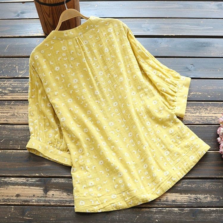 Printed Stand-collar Shirt Loose-fit Casual Batwing-sleeve Blouse 5