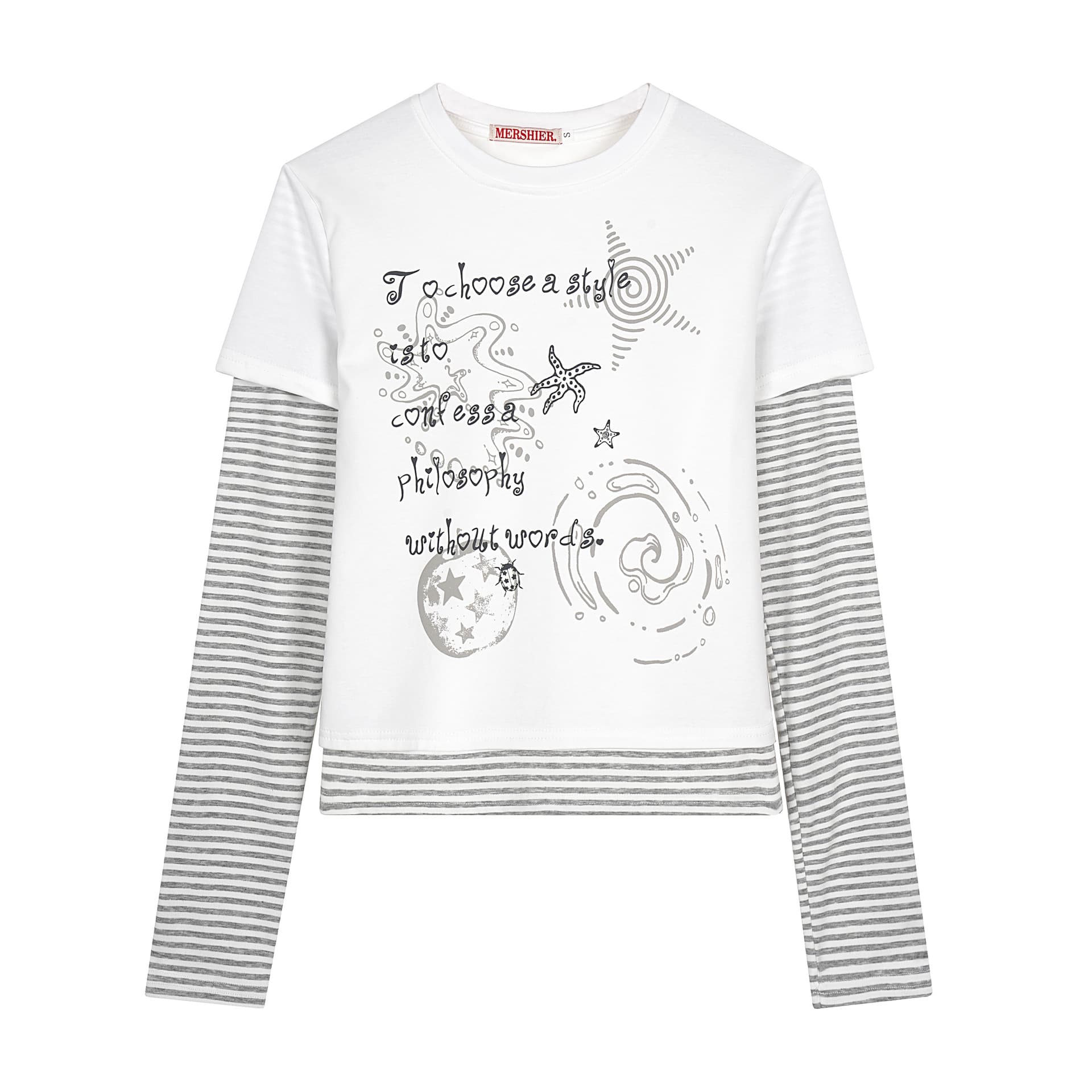 Fake Two-piece Striped Patchwork Long-sleeve T-shirt 4