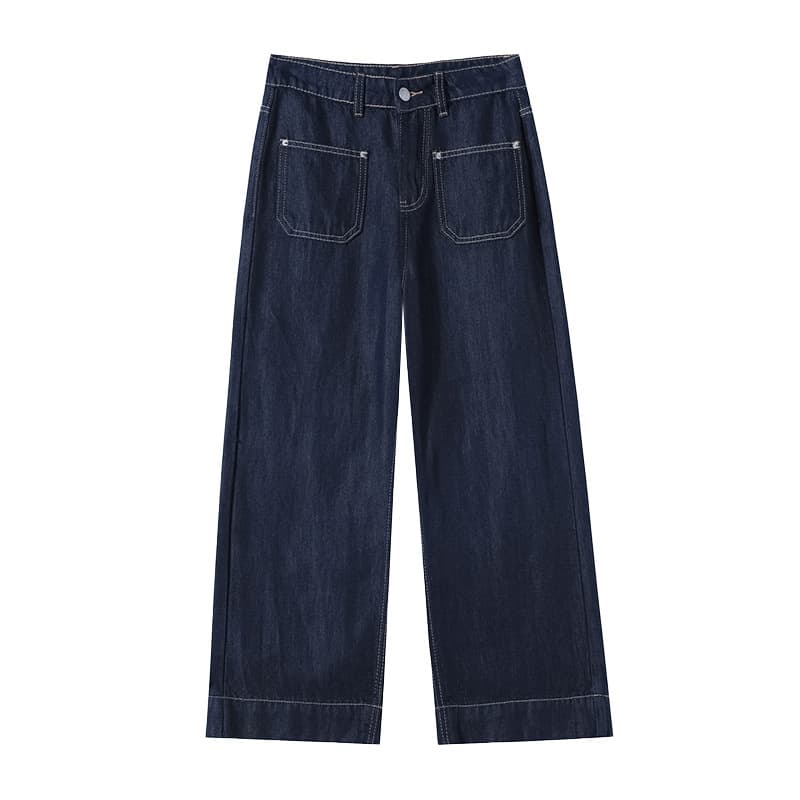 Straight-leg Loose-fit Figure-flattering High-waist Draping Wide-leg Pants 6