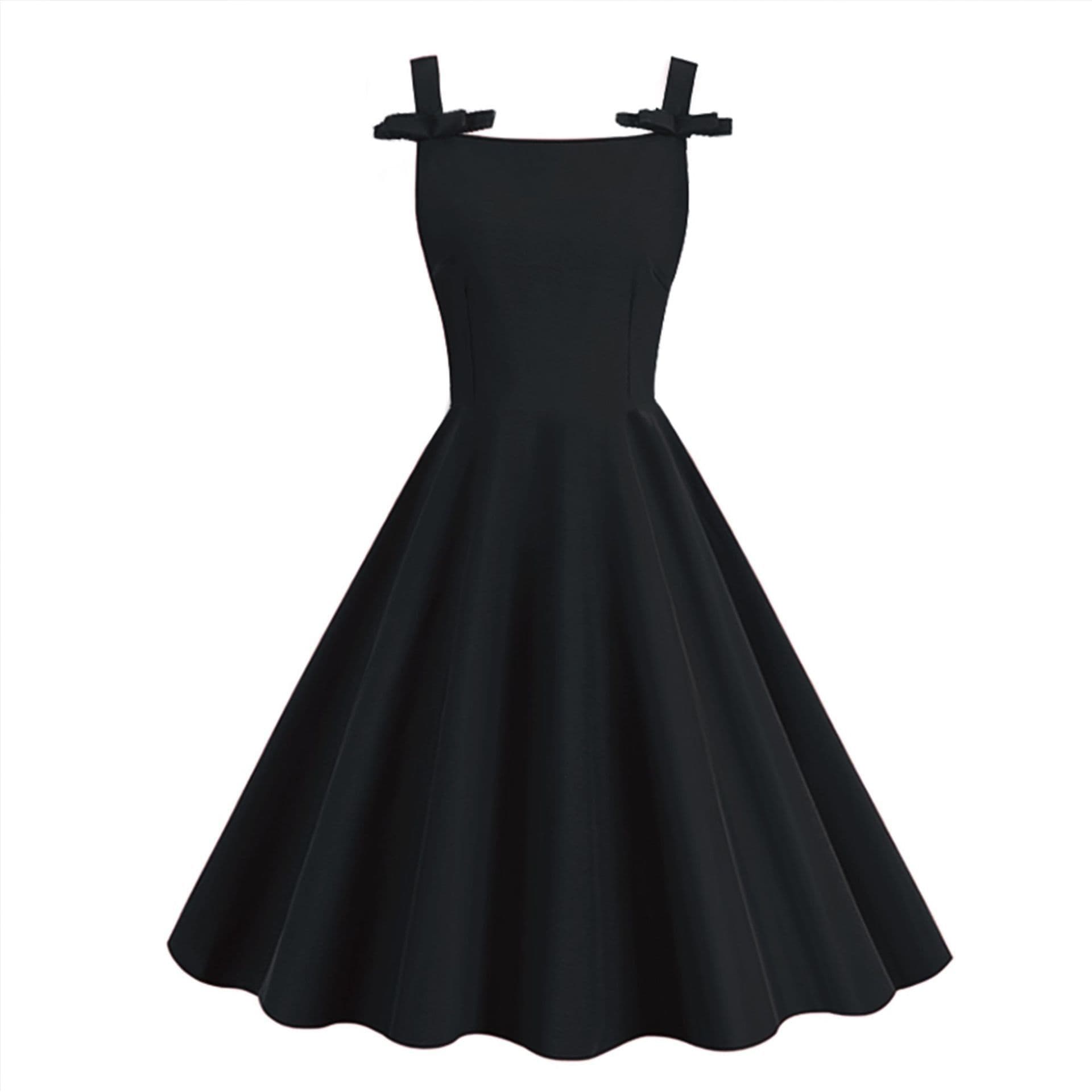 Sleeveless Village-color Bow-tie Audrey Hepburn-style Strap Maxi Dress, New Style 2