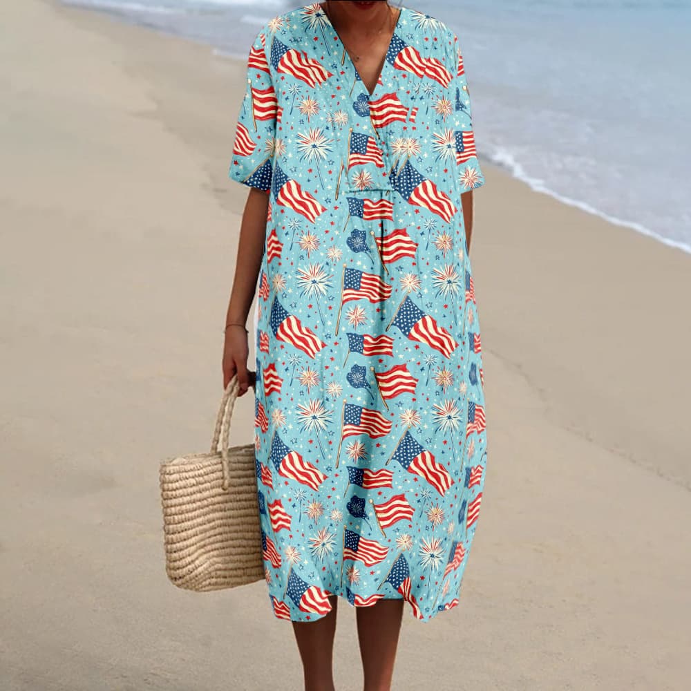 Womens Retro Dress With A Digital Floral Pattern 3