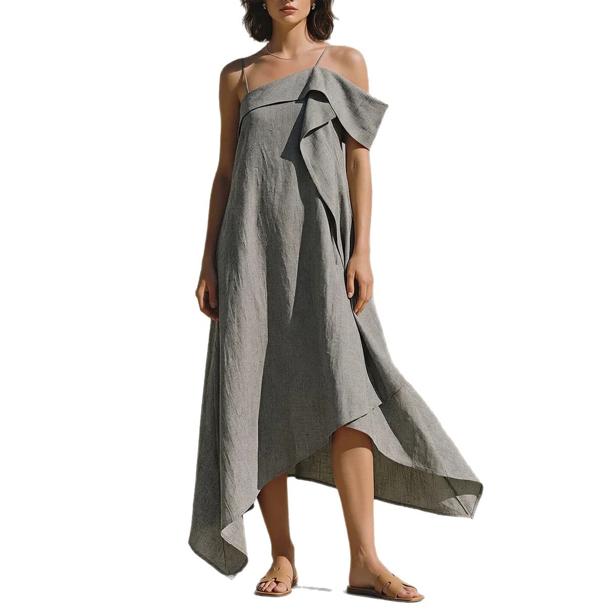 Irregular Hem Asymmetrical Off-shoulder Dress 7