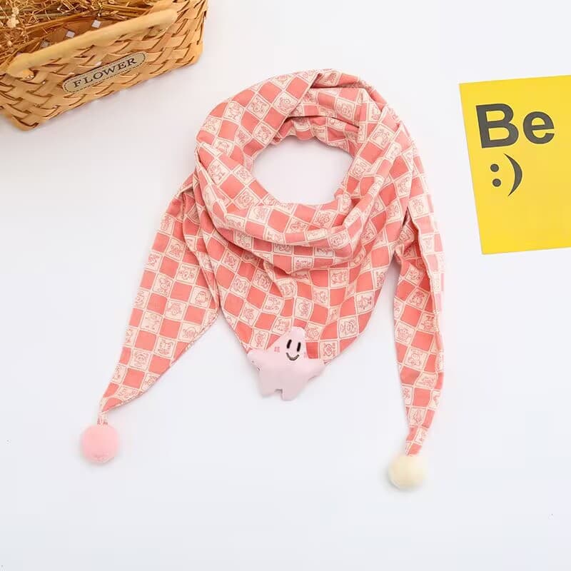 Korean-style Cotton-linen Plaid Childrens Scarf Versatile And Easy To Match 12
