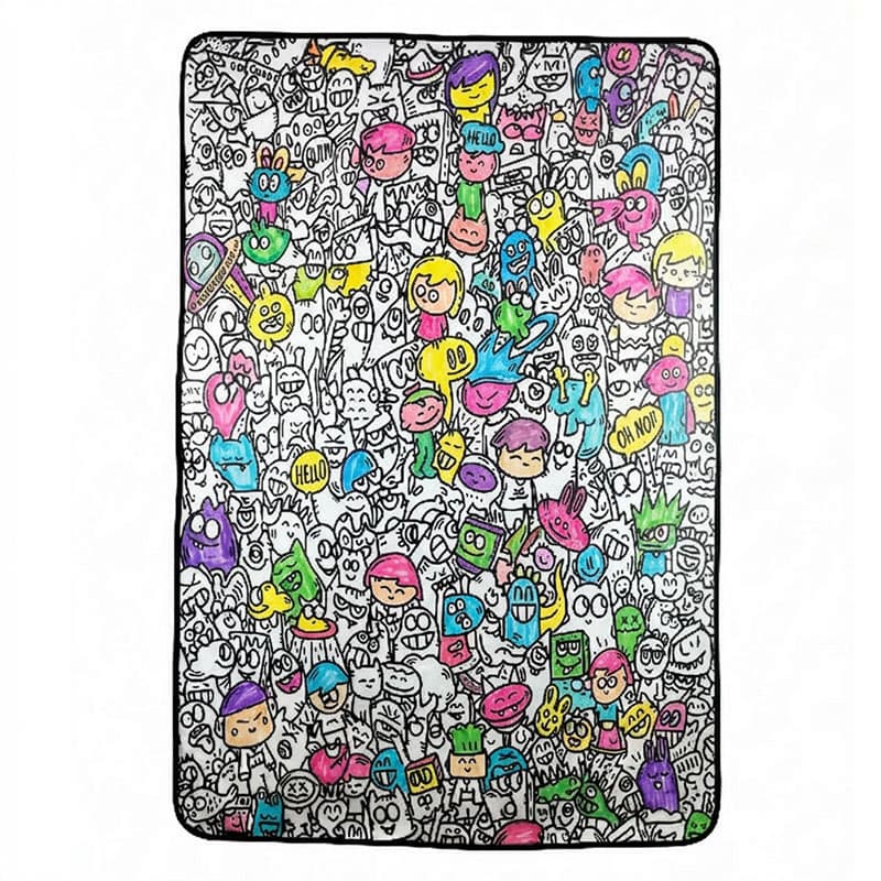 Childrens Drawing And Doodling Fleece Blanket 4