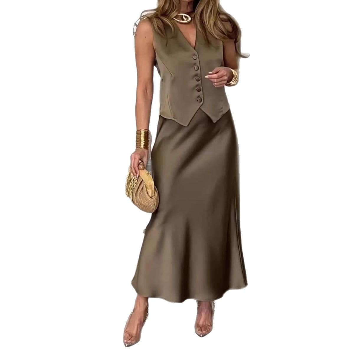 Trendy Sleeveless Top And Skirt Set 3