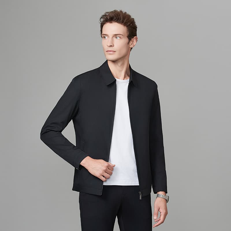 Mens Executive Jacket Notched Lapel Relaxed Fit Thin Style For Middle-aged Men 7