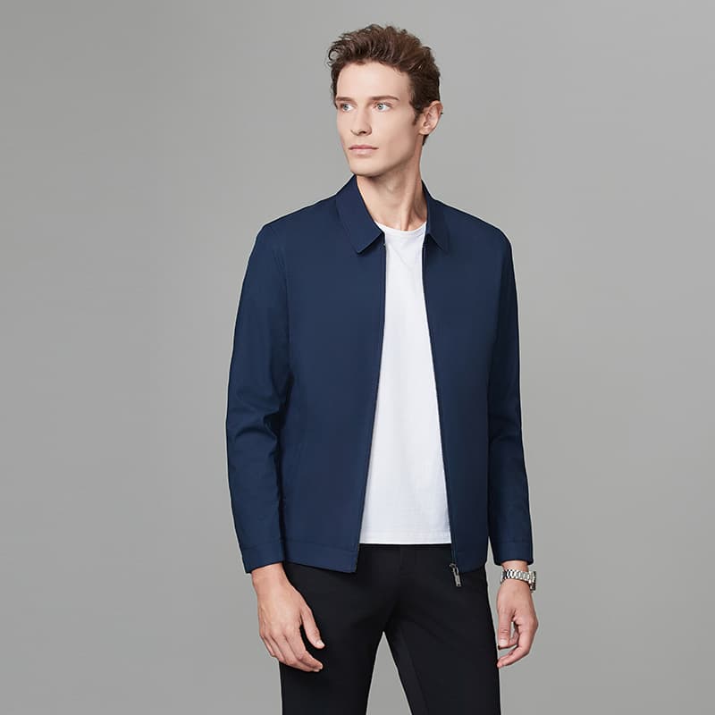 Mens Executive Jacket Notched Lapel Relaxed Fit Thin Style For Middle-aged Men 5