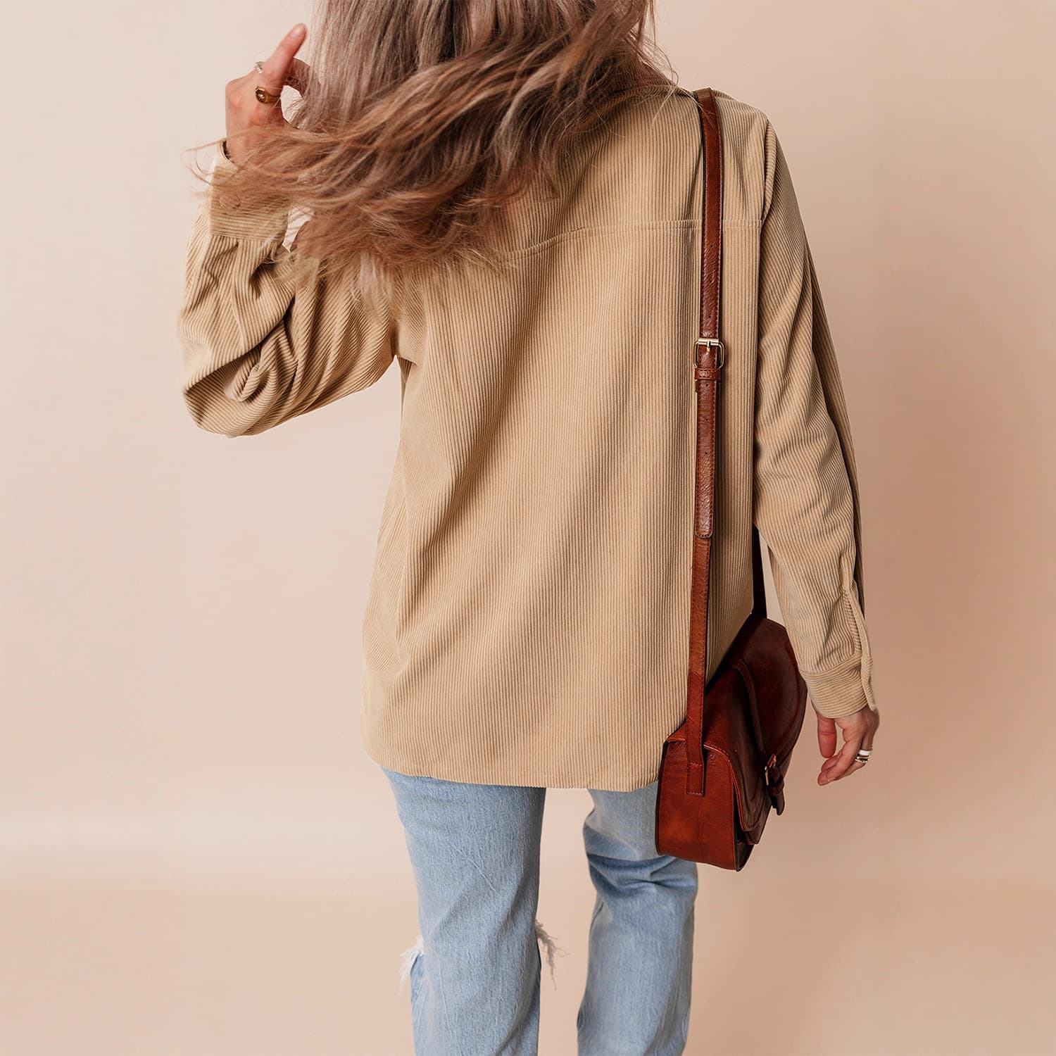 Womens Long-sleeve Relaxed-fit Textured Coat With A Lapel Collar 2