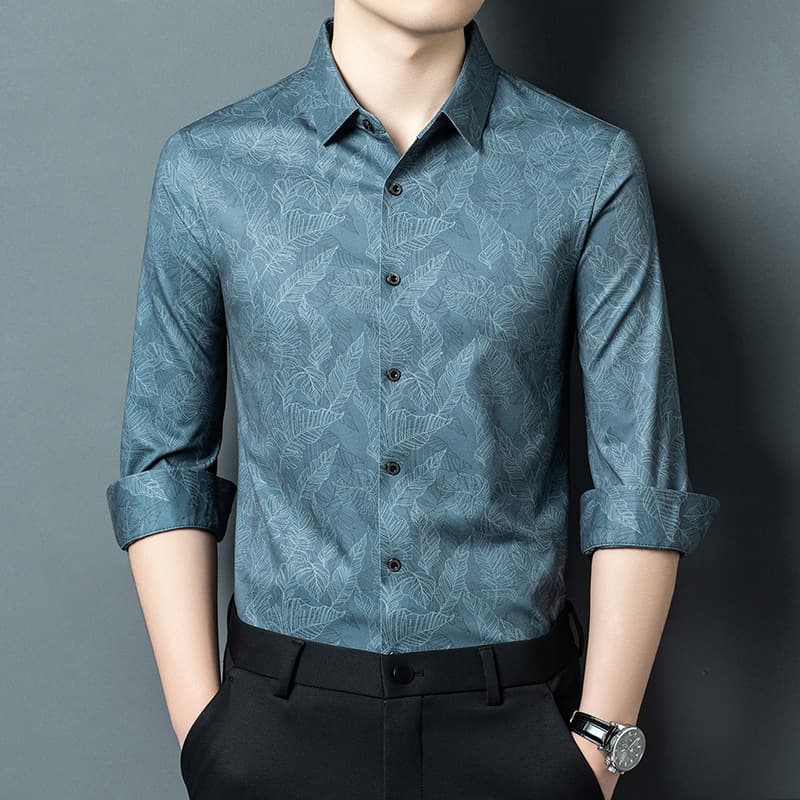 Mens Wrinkle-Resistant Ice-Silk Casual Shirt 3