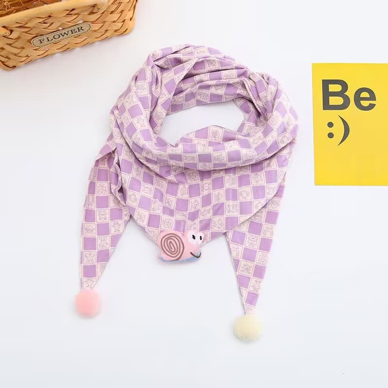 Korean-style Cotton-linen Plaid Childrens Scarf Versatile And Easy To Match 21