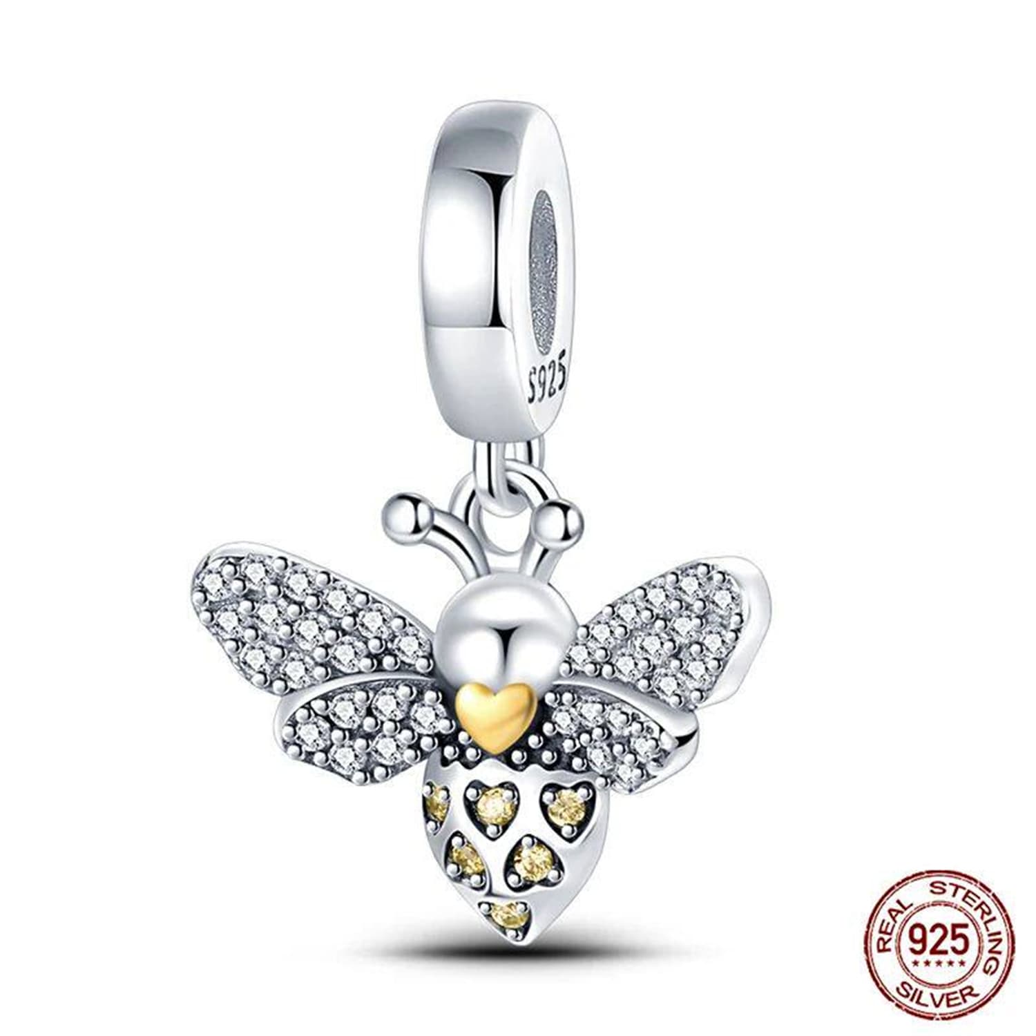 New 925 Sterling Silver Fashion Golden Sunflowers Heart 23