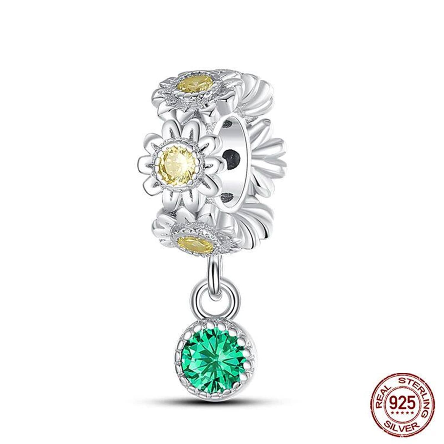 New 925 Sterling Silver Fashion Golden Sunflowers Heart 21