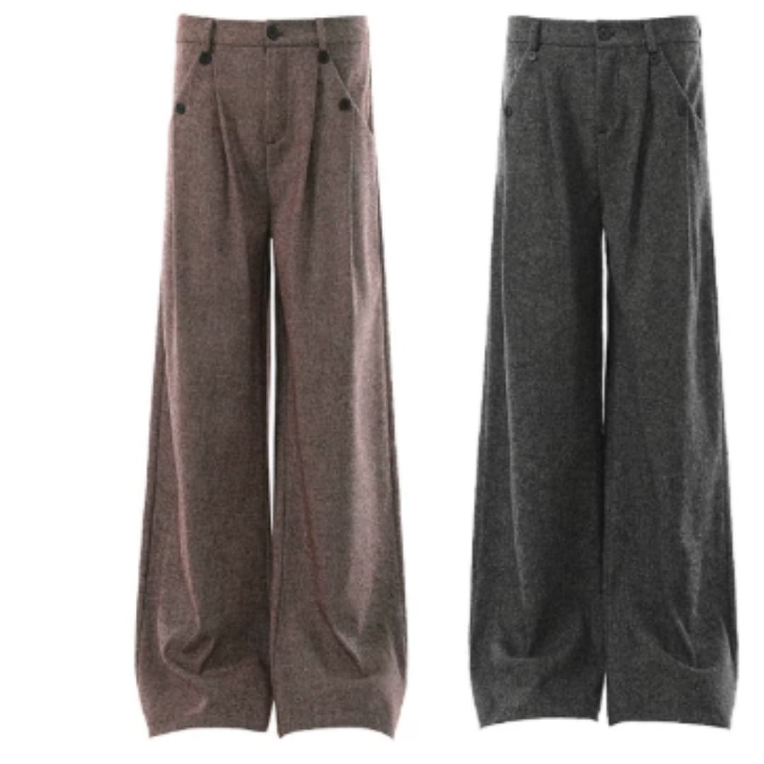 American Retro High-end Button Casual Trousers For Men And Women 5