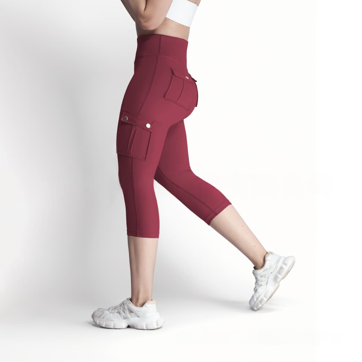 Women's Double-sided Jacquard 5-yard Fitness Pants With Pockets