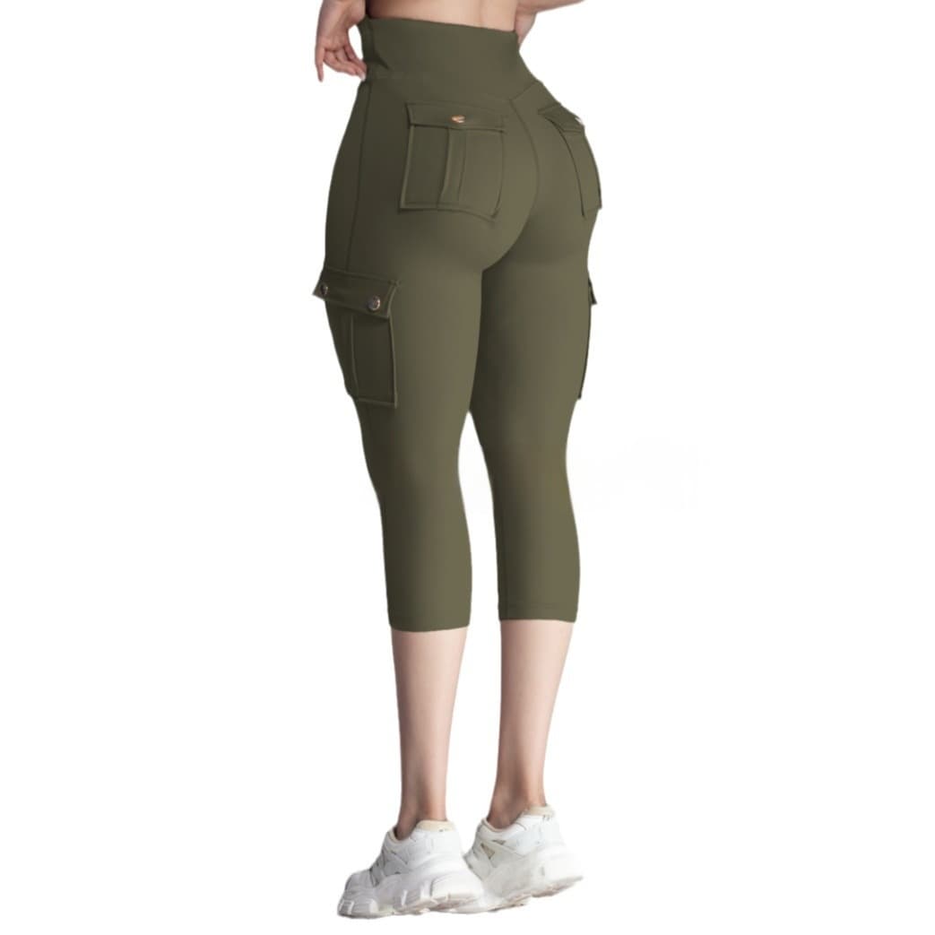 Women's Double-sided Jacquard 5-yard Fitness Pants With Pockets 5