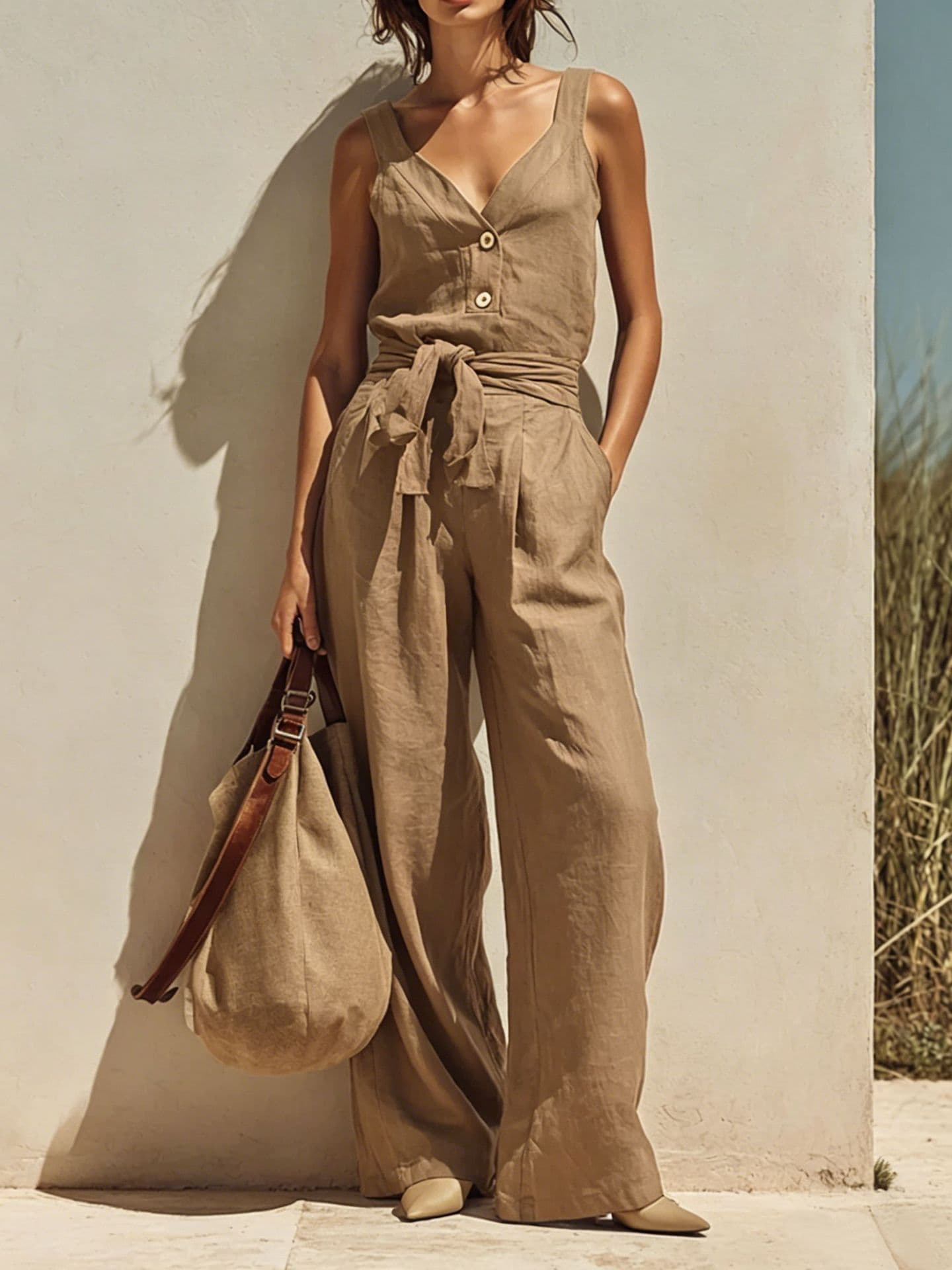 Loose-fitting Sleeveless Strap Jumpsuit 9
