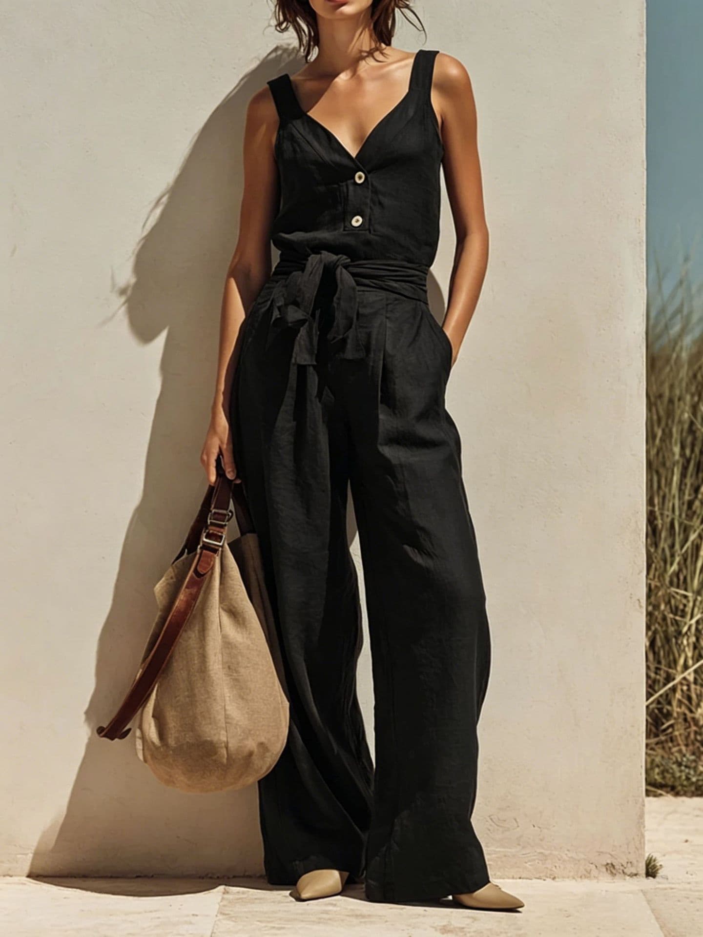 Loose-fitting Sleeveless Strap Jumpsuit 2